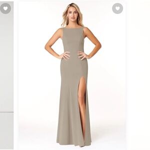 Azazie mermaid scoop side slit crepe stretch bridesmaid or formal dress, 8